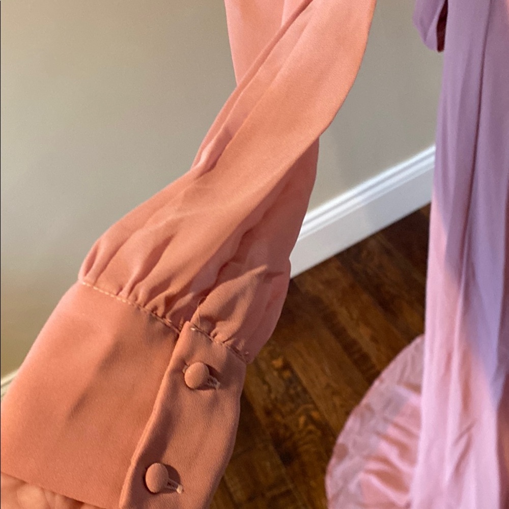Lulu's Pink Long Sleeve V-Neck Gown - Picture 3 of 6